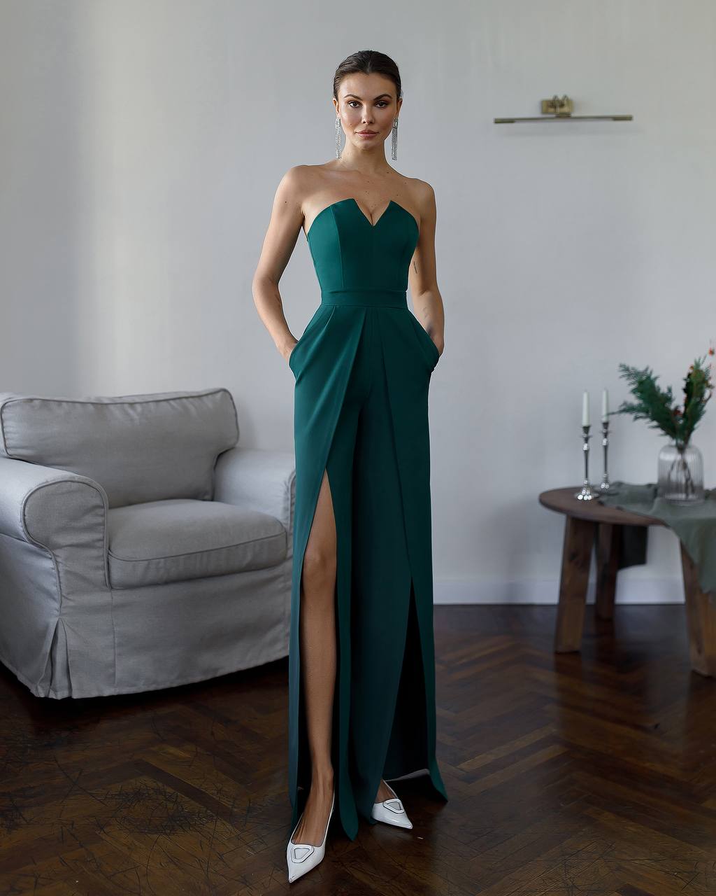 Jumpsuit with Deep Neckline and Slit 4323 - Image 24