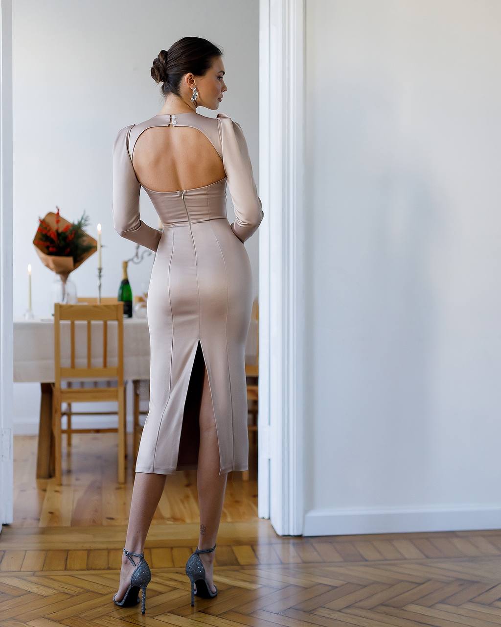 Women's Long Satin Dress 1324 - Image 22
