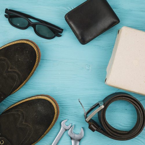 male-accessories-near-box-shoes