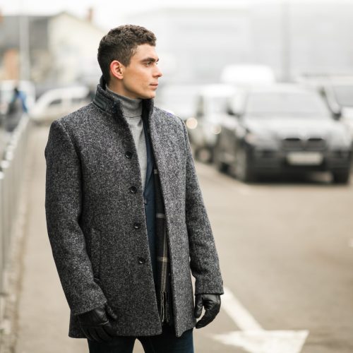 Man in jacket outside